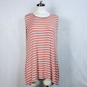 LOFT Tunic Tank Pink White Striped sz Large
